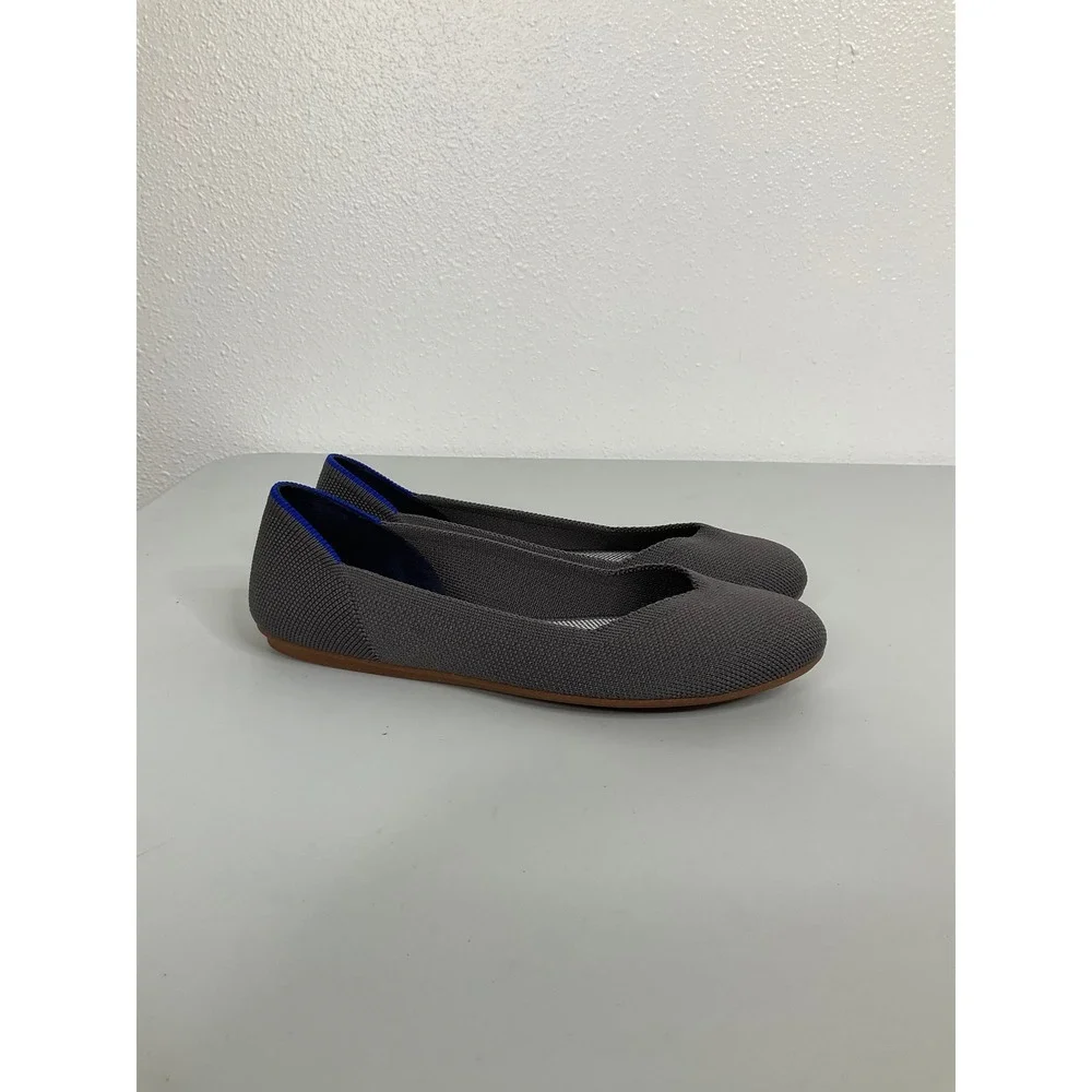 Rothys The Flat Charcoal‎ Grey Knit Round Toe Ballet Flats Size 6